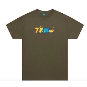 NEW FROG SKATEBOARDS men's television skater short sleeve tee in army green
